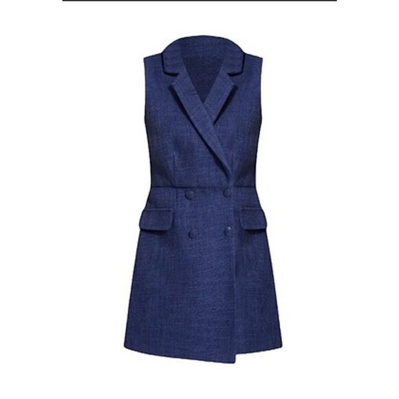 POMANDER PLACE Navy Tweed Campbell Romper Size XS NWT Retail $148 Tuckernuck - Picture 9 of 9